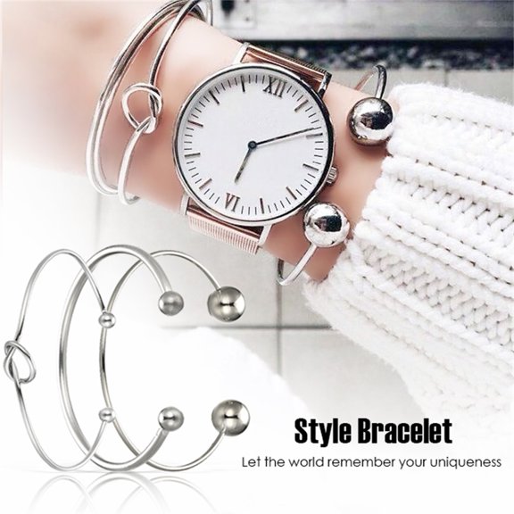 Fzsteel Elegant Knotted Sphere Bracelet Set with Adjustable Design for Ladies Hypoallergenic and Fade-Resistant Perfect for Parties Dates and as a Gift