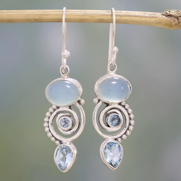 Fzsteel Elegant Rotating Water Drop Pear-Shaped Earrings with Rhinestones and Imitation Opal, Multifunctional Fashion Jewelry for Wedding Party Work Daily Use
