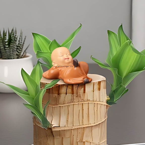 Fzsteel Exquisitely Crafted Zen Monk Figurine with Intricate Details - for Living Room, Tea Table, or Desktop Decor, Compact and Space-Saving, Creates a Calming Ambience
