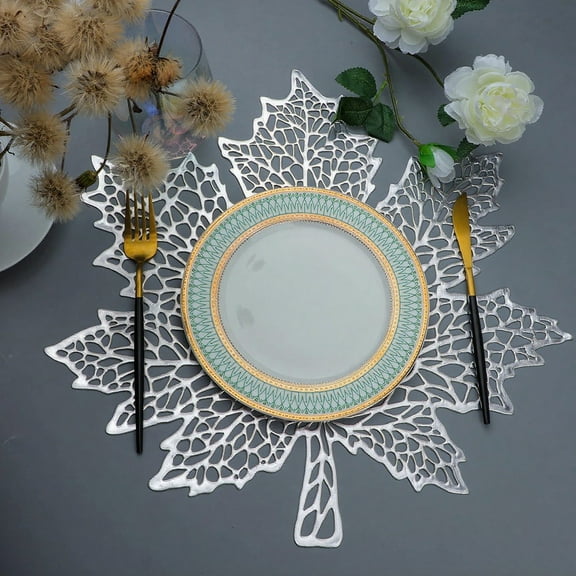 Fzsteel Fall-Themed Maple Leaf Shaped Placemat - Thanksgiving and Halloween Decorative Table Mat, Heat-Resistant and Non-Slip, Perfect for Dining Table and Wedding Decor, 16.5x16.5 Inches