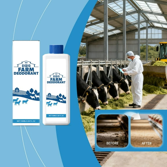 Fzsteel Farm Animal Odor Eliminator Spray x Ammonia Neutralizer for Fresh Barn & Stable x Gentle Livestock Safe Deodorizer x Long-Lasting Freshness 100ml