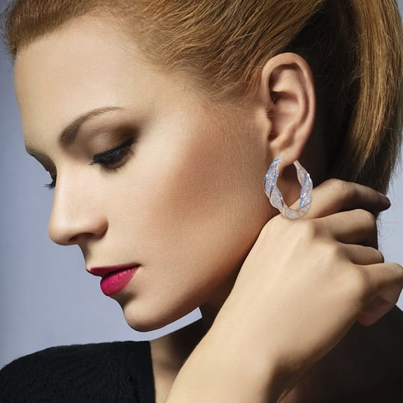 Fzsteel Fashion Twisted Rhinestone Earrings Earhook Women Jewelry 1965 Style Gift Idea