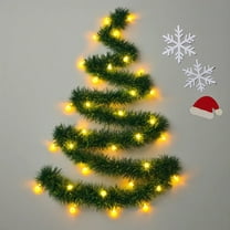 Fzsteel Glowing Christmas Garland With Warm White LED Lights - Battery Operated Decorative Pine Vines for Walls Porch and Tree Decorations, 78.74in Green PVC Timer Function