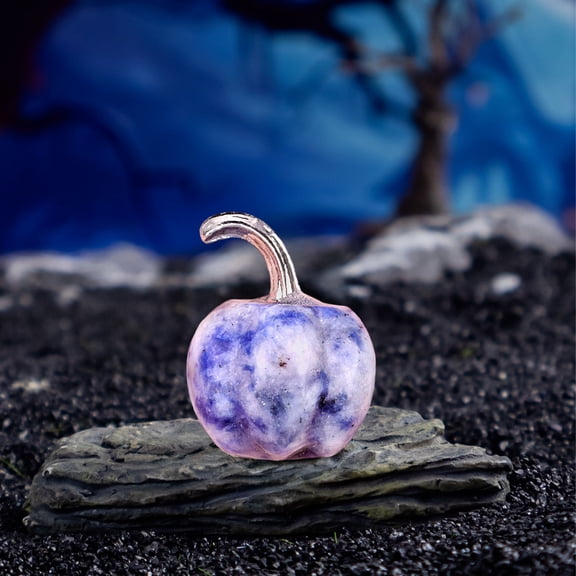 Fzsteel Hand-Polished Miniature Stone Pumpkin Decor - Natural Amethyst and Rose Quartz, Exquisite Craftsmanship for Thanksgiving Halloween, 0.79x0.63in