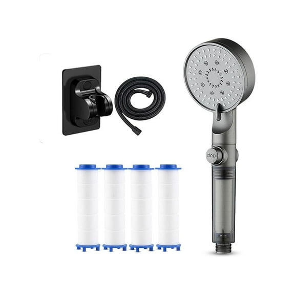 Fzsteel High Pressure Shower Head With 5 Spray Modes & Built-In Filter - Power Wash Technology For Hard Water, ABS Material, Tool-Free Installation Includes Handheld Hose
