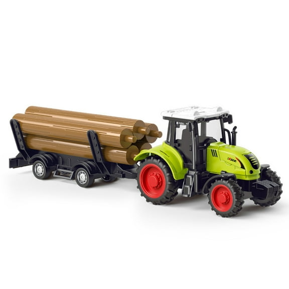 Fzsteel Inertia Log Truck Toy Farm Tractor Engineering Vehicle 9.5x2.4 Inches Simulation Sliding Model Construction Play Gift Home Indoor Outdoor Fun Boy