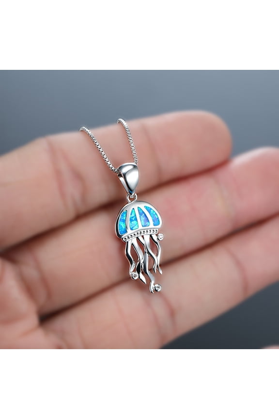 Jellyfish Pendant Necklace For Women, 48cm Fashionable Alloy Clavicle Chain, Elegant Party Wedding Gift Jewelry Accessory (Silver)