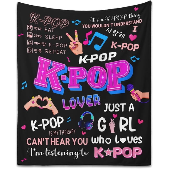 Fzsteel K-Pop Lovers Blanket with Authentic Designs, Ultra Soft and Skin-Friendly, Perfect Gift for Women and Teens, Multi-Purpose Throw for Office Bedroom Use, 51x59 Inches