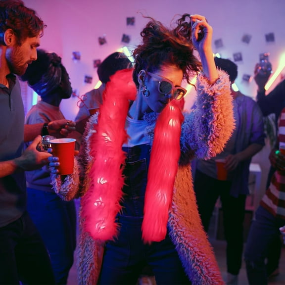 Fzsteel LED Light Up Plush Scarf for Holiday Party and Daily Wear with 67-Inch Soft Flocking Material for Festive Atmosphere and Comfort