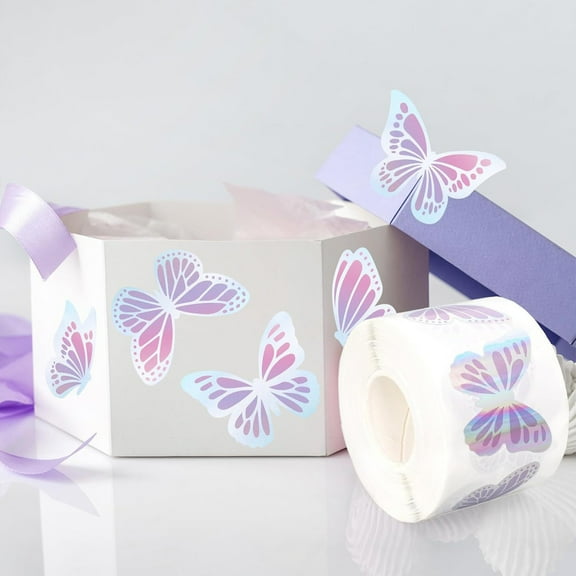 Fzsteel Lasers Butterflies Round Self-Adhesive Stickers 500Pcs 1 Inch Decorative Labels for Crafting, Scrapbooking, Gift Wrapping