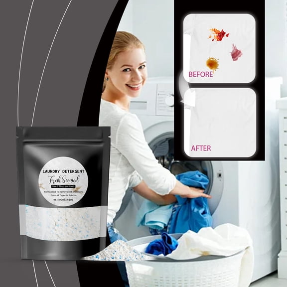 Fzsteel Laundry Detergent Powder with Advanced Stain Removal & Long-Lasting Fragrance, Deep Clean Technology for All Fabrics, 114g Plastic Packaging