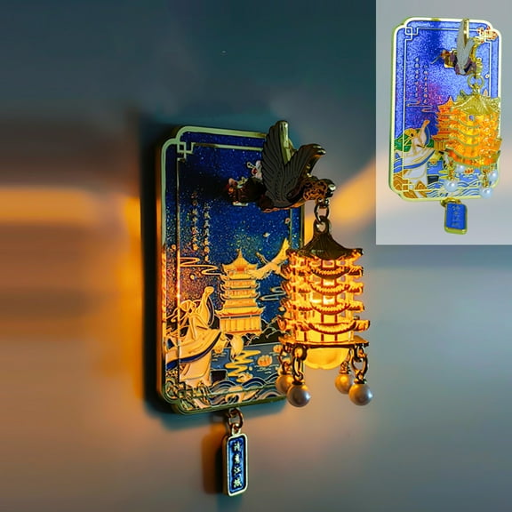 Fzsteel Light-Up Dancing Cranes Lantern Magnetic Fridge Magnet – Decorative LED Refrigerator Sticker for Home Decor, Creates a Festive Atmosphere, Metal Construction