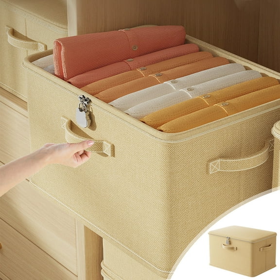 Fzsteel Locking Storage Organizer with Reinforced Handle & Sturdy Zipper, 45x30X30cm Foldable Cloth Box for Quilts Clothes, Moistureproof Design Holds Up to 88Lb