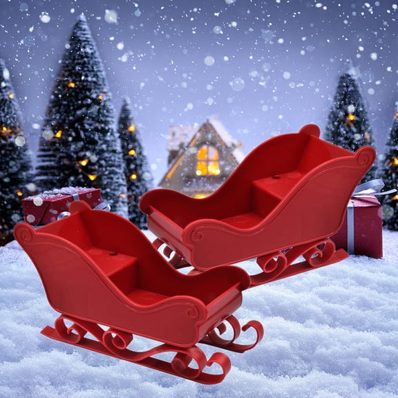Fzsteel Mini Sled Decor – Christmas Tabletop Display, Plastic Material, Set of 2