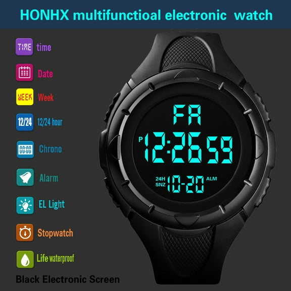 Fzsteel Multifunction Sports Watch with Large Display Electronic Stopwatch Alarm Water Resistant for Men and Women