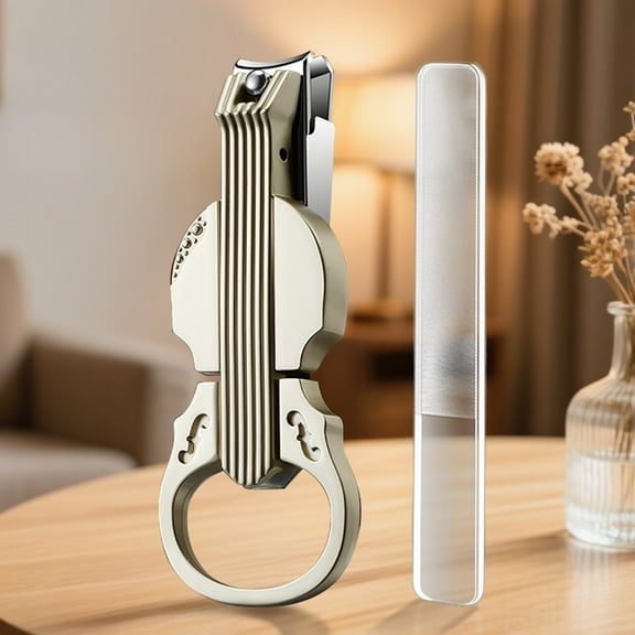 Fzsteel Nail Clipper With Anti-Splinter Design & 1.5X Magnifier - Durable Metal Built-In Nail Catcher & Bottle Opener - 14x11x3cm 85g