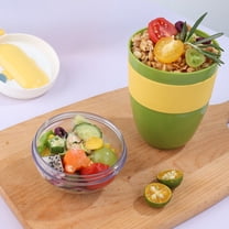 Fzsteel Oatmeal Yogurt Cup With Cover & Spoon To Go, 170ml 380ml Double Breakfast Cup, Durable Plastic Portable Design With Handle For Office Home Use