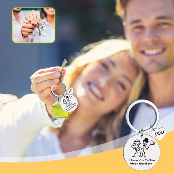 Fzsteel Personalized Couple Keychain with Custom Letters, Durable Anti-Rust Stainless Steel Romantic Gift for Birthday, Anniversary, Valentine's Day for Him and Her