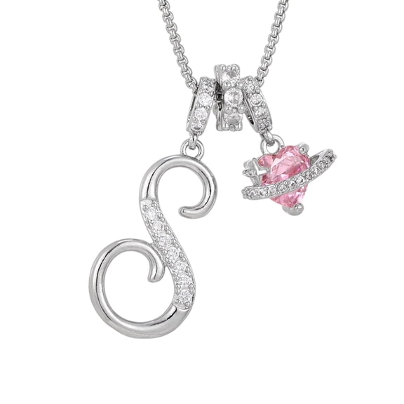 Fzsteel Personalized Rose Heart Letter Pendant Necklace for Anniversary Valentine's Day Gift - Customized Alphabet Jewelry for Women Romantic Keepsake