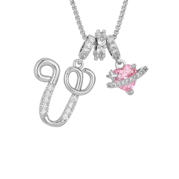 Fzsteel Personalized Rose Heart Letter Pendant Necklace for Anniversary Valentine's Day Gift - Customized Alphabet Jewelry for Women Romantic Keepsake