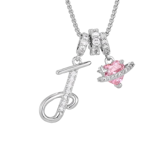 Fzsteel Personalized Rose Heart Letter Pendant Necklace for Anniversary Valentine's Day Gift - Customized Alphabet Jewelry for Women Romantic Keepsake