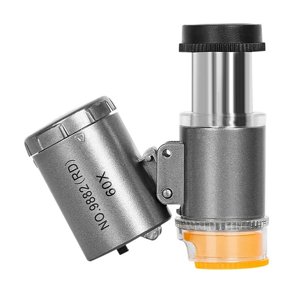 Fzsteel Portable 60x Mini Microscope With LED Lights for Jewelry, Coins & Banknote Inspection, Compact Magnifier With Leather Case