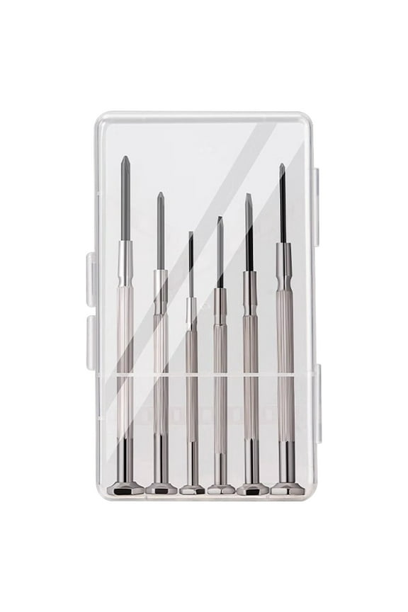 Precision Steel Clock Screwdriver Set for Watch, Glasses & Electronics Repair - 6-Piece Mini Hardware Tool Kit with Storage Box