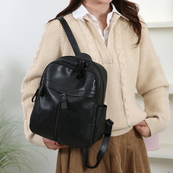 Fzsteel Premium Polyurethane Leather Backpack for Men and Women, Large Capacity Commuting and Travel Backpack with Organized Storage Pockets, Durable and Stylish Design