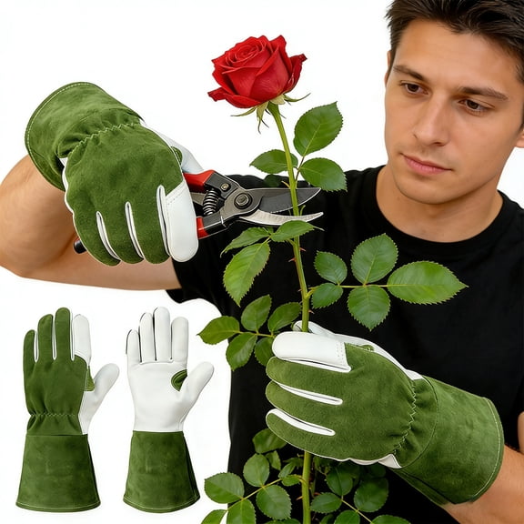 Fzsteel Professional Cowhide Leather Puncture Proof Gardening Gloves with Extended Forearm Protection, Pruning and Welding Work – Comfortable, Durable Design with Secure Grip