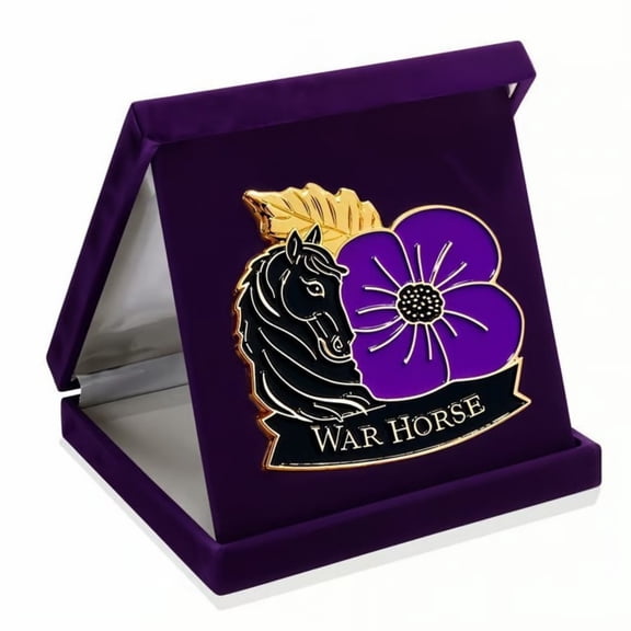 Fzsteel Purple Warhorse Enamel Pin with Electroplated Gold Armor, Symbolizes Nobility and Resilience, Versatile Lapel Accessory for Personal Style and Gift Giving