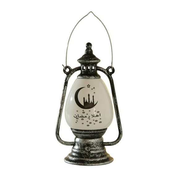 Fzsteel Ramadan LED Electronic Decorative Lantern Light with Traditional Arabic Design for Home Tabletop Decor Festival Celebration Battery Operated