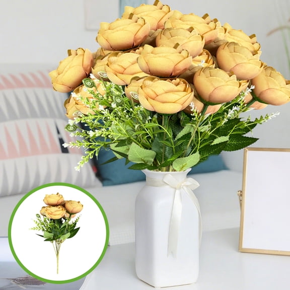 Fzsteel Realistic Artificial Tea Rose Bouquet with Lifelike Details – Perfect for Table Centerpieces and Home Decoration, Adds a Touch of Elegance to Any Space, 13 Inches Long
