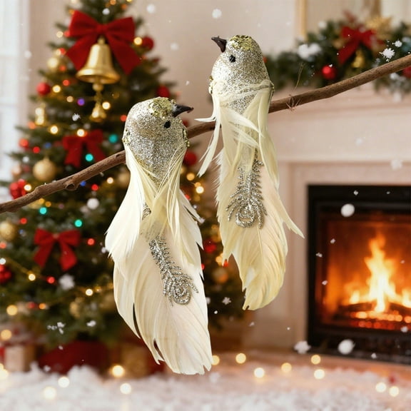 Fzsteel Realistic Christmas Birds Ornaments with Colorful Feathers, Foam Holiday Tree Decorations for Festive Indoor Outdoor Décor