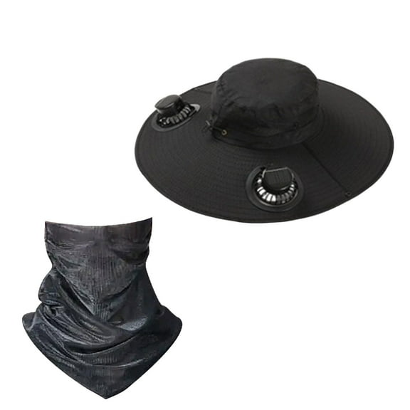 Fzsteel Solar Fan Hat Men with 3-Speed Adjustable USB/Solar Charging, 800mAh Battery for Outdoor Fishing Hiking Camping Cooling Sun Protection Wide Brim Breathable Design