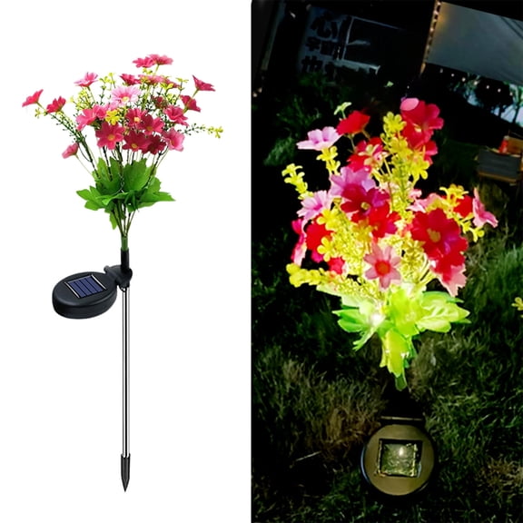 Fzsteel Solar-Powered Dancing Chrysanthemum Lights for Outdoor Garden Decor, Realistic Flower Design, Waterproof, 26.38x7.87in