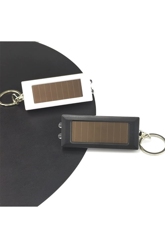 Solar Rechargeable LED Flashlight Mini Keychain Light with Stainless Steel Ring, Compact 50g Lightweight for Emergency Outdoor Camping Hiking Home Use