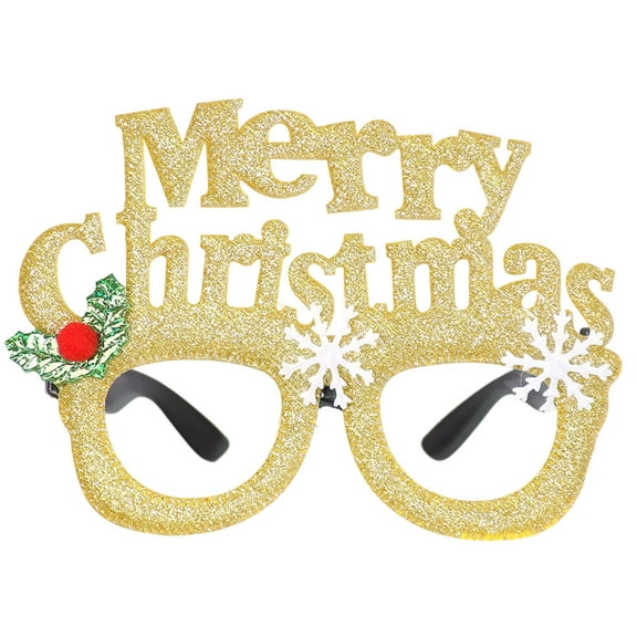 Fzsteel Sparkling Santa Claus Reindeer Eyeglasses Frame for Christmas Party Photo Accessories, Festive Holiday Celebration Glitter Photo Prop