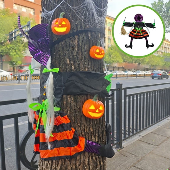 Fzsteel Spooky Tree Climbing Witch Decoration - Outdoor Halloween Horror Display, Lightweight Cloth for Easy Hanging