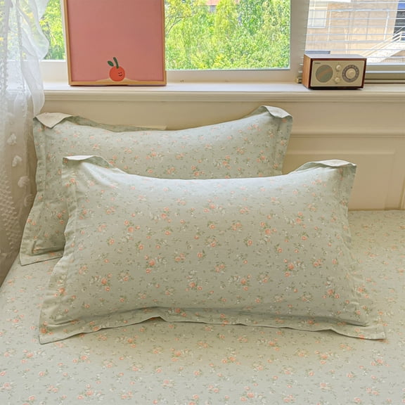 Fzsteel Spring Floral Print Cotton Pillowcase Large Size Soft Comfortable Skin-Friendly Breathable for Bedroom Bedding with Multiple Design Options