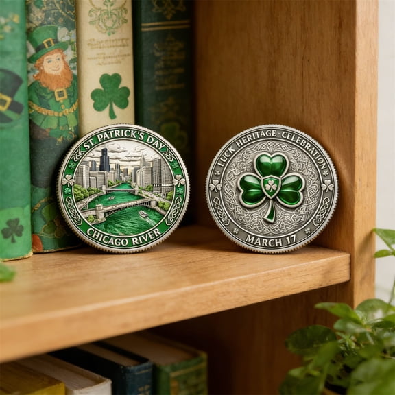 Fzsteel St. Patrick's Day Metal Collectible Coin - Irish Heritage Celebration, Lucky Charm Home Decor, Perfect Gift for Collectors and Festive occasions, Durable and Meaningful Addition