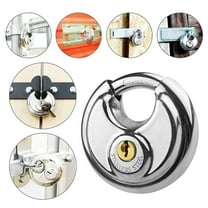 Fzsteel Stainless Steel Disc Padlock with Anti-Cut Shackle and Brass Cylinder, High Security Lock for Warehouse Door Storage Unit Trailer, 70mm Wide 3/8 Inch Shackle