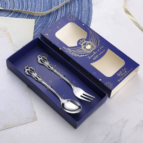 Fzsteel Stainless Steel Flatware Set Hollow Carving Mirror Polished Utensil Fork Spoon 2-Piece Durable Dishwasher Safe Kitchen Tableware 12.6x2.6cm 50g