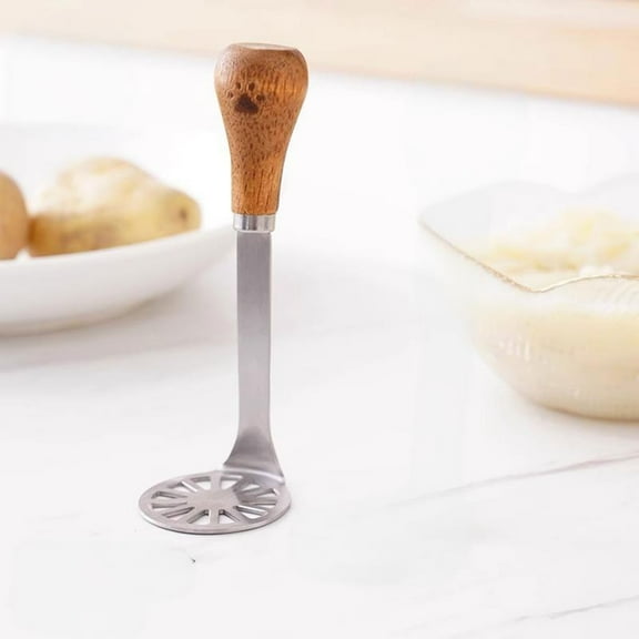 Fzsteel Stainless Steel Potato Masher Press, Multifunctional Vegetable Crusher for Baby Food with Non-Slip Base & Easy Clean Design, Durable Kitchen Tool for Puree Making