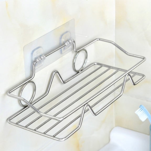 Fzsteel Stainless Steel Storage Rack With Adhesive Hook, No Drill Installation 4mm Thick Rustproof Space-Saving Organizer for Bathroom Kitchen