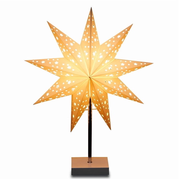 Fzsteel Star-Shaped Foldable Paper LED Table Lamp for Bedroom and Party Decor - Creates Dreamy Ambiance with Delicate Cut-Out Patterns, Sturdy and Easy to Hang