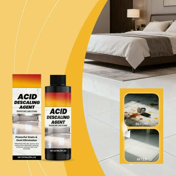 Fzsteel Tile & Hardwood Floor Cleaner - Powerful Stain & Scale Remover, Acidic Formula for Grime & Grease, Safe for Ceramic Glazed Quartz Surfaces, 237ml (8 fl. oz)