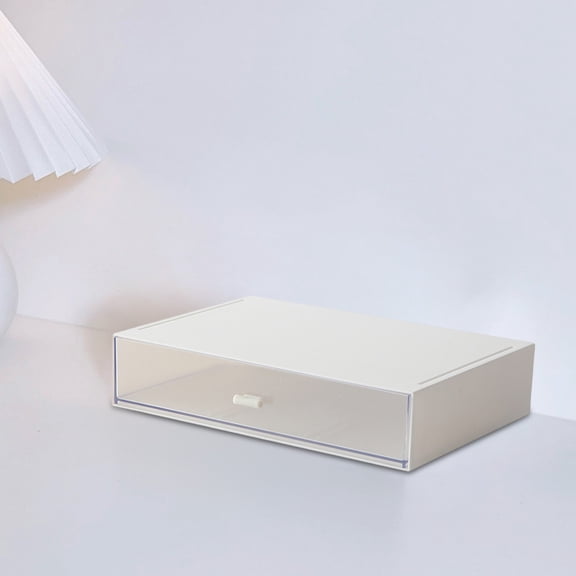 Fzsteel Transparent Stackable Storage Box with Drawers Ideal for Desktop and Dormitory Organization, Features Clear Compartments and Smooth Glide Drawers