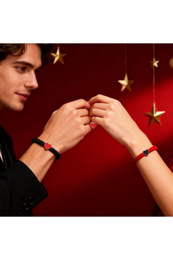 Valentines Day Couple Bracelets with Adjustable Elastic Knot for All Wrist Sizes, Symbolizing Eternal Bonds, Perfect Romantic Gift for Couples