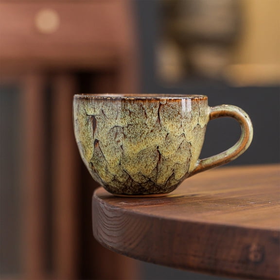 Fzsteel Vintage Style Color Changing Glaze Ceramic Coffee Mug for Americano Latte Art 8.45oz Capacity Multipurpose Drinkware for Home Kitchen Use