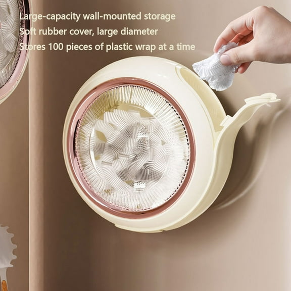 Fzsteel Wall-Mounted Plastic Wrap Storage Box With Suction Cup, Transparent Window & Large Capacity 14.9x4.9cm For Kitchen Organization